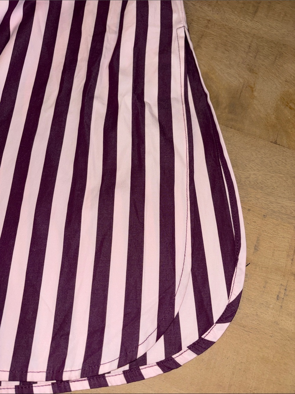 FRNCH Audry Striped Button-Front Dress Bow Tie Pink Purple Large NWT 100% Cotton - Picture 8 of 10